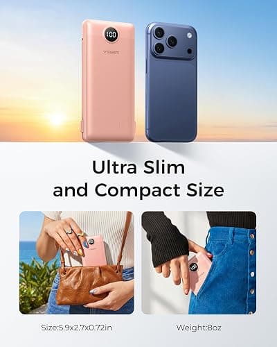 VEGER Portable Charger for iPhone, Power Bank Built in Cables and Wall Plug | 10000mAh,Ultra Slim&Compact,5 Outputs,LED Display,Power Bank for iPhone,Samsung,Travel Essentials for Camping Cruise Business thumbnail 7