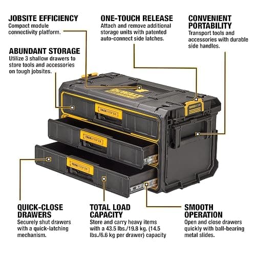 DEWALT TOUGHSYSTEM 2.0 Tool Organizer and Storage 3 Drawer Unit (DWST08330) thumbnail 4