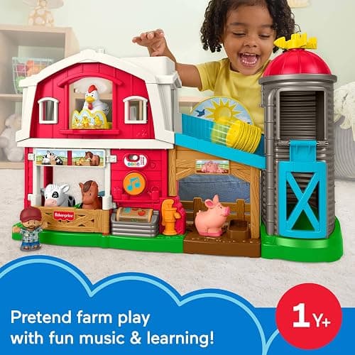 Fisher-Price Little People Toddler Toy Caring Fun Animal Farm Playset, Music & Learning for Pretend Play Ages 1+ Years, Multilanguage Version thumbnail 2
