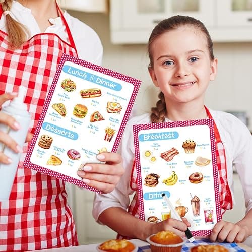Yinkin 6 Pcs Pretend Restaurant Menu for Kids Restaurant Order Pads Erasable Pen Food Diner Play Set for Kids Toddler Role Play Accessories thumbnail 6