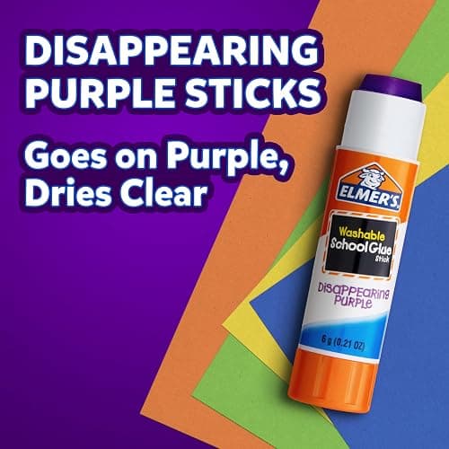 Elmer's Disappearing Purple School Glue Sticks, Washable, 6 Grams, 12 Count - Poster, Vision Board, Back to School, #1 Teacher Brand thumbnail 5