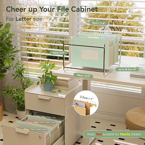 Wheat Straw Expanding Hanging File Folders, File Organizer, 1.2" Accordion Pockets, Large Capacity, Letter Size for Filing Cabinet, 100% BPA Free, Return to Nature, Healthy Living-Mint Green thumbnail 3