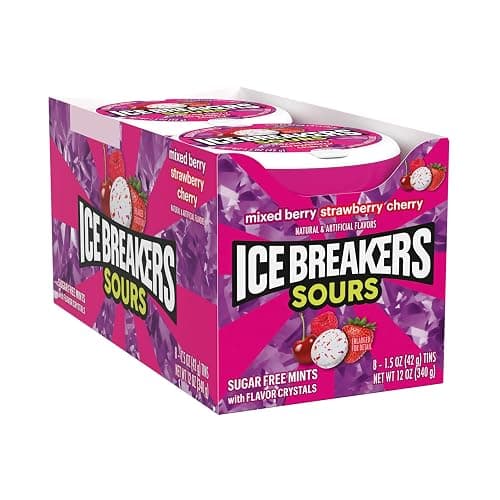 ICE BREAKERS Sours Assorted Fruit Flavored Sugar Free Mints Tin, 1.5 oz (Pack of 8) thumbnail 2