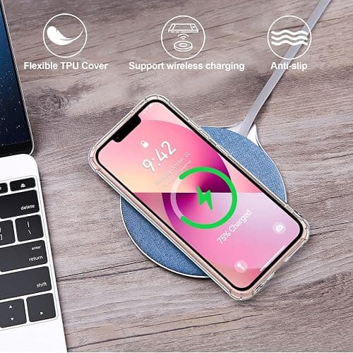 FLLAO 4 en 1 Coque pour iPhone 13 avec 2 Verre Trempé et 1 Caméra Protecteur, [Coussin d'air Intégré] Antichoc Antirayures Bumper Protection Housse pour iPhone 13 6.1", Transparent thumbnail 6