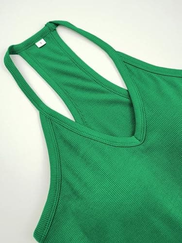 Jar of Love Women's Workout Tank Top with Built-in Shelf Bra-V-Neck Racerback Ribbed Cami for Gym, Yoga, Running thumbnail 4
