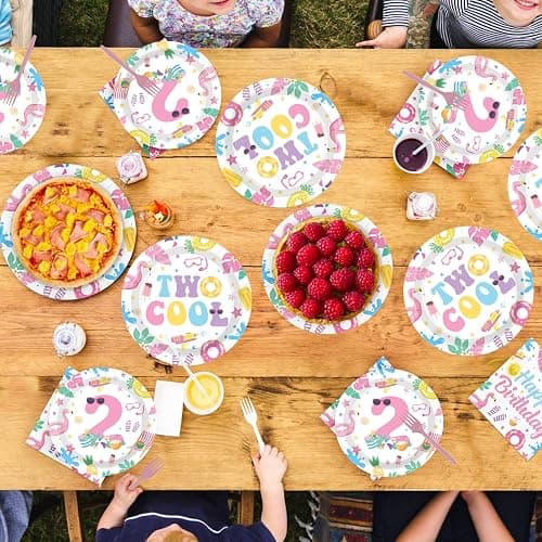 96Pcs Two Cool Pool Party Decorations Pink Swimming Flamingo Pool 2nd Birthday Plates and Napkins Splish Splash 2nd Birthday Decoration for Girls Baby Shower Two Years Old Summer Beach Party Supplies thumbnail 2