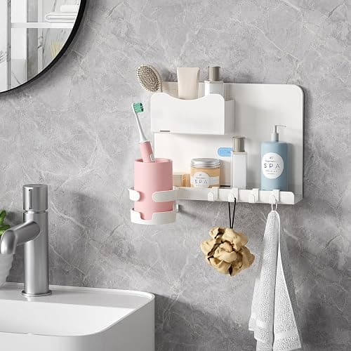 Floating Shelves for Bedside Shelf, Stick On Accessories Organizer, Dorm Room Essentials, Wall Mount Self, Cute Room Decor Aesthetic, Girls Room Decor, Cool Stuff for Bedroom Storage and Organization thumbnail 8