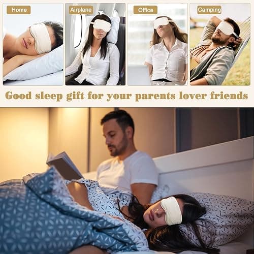 Sleep Masks Silk Sleep Eye Mask Travel Set Soft Sleeping Eye Mask with Hair Scrunchie Head Band and Travel Pouch for Girls Ladies 4 Pcs Apricot thumbnail 5