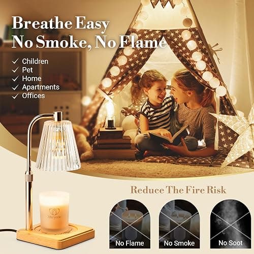 Marycele Candle Warmer Lamp with Timer Dimmer, Christmas Birthday Gifts for Mom Women Sister Her, House Warming Gifts, Thanksgiving Decorations for Office Room Home Decor, Clear Adjustable Wax Warmer thumbnail 3