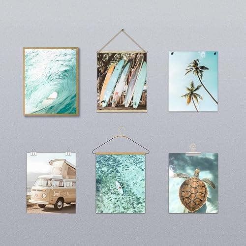 Laywhq Coastal Beach Wall Art Summer Ocean Surf Tropical Canvas Wall Decor Summer Nautical Palm Tree Turtle Surfboard Bus Room Paintings Prints Posters for Bedroom Living Room Set of 6 8x10in Unframed thumbnail 4