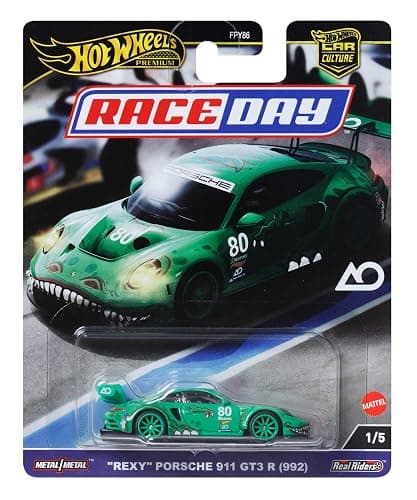 Hot Wheels Premium Car Culture Collectible Toy Car, 1:64 Scale Die-Cast Porsche 911 GT3 R, Race Day Vehicle with Real Riders Tires thumbnail 6