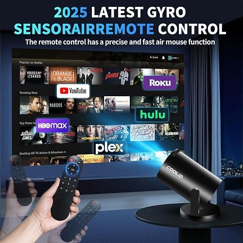 [Built-in Apps & 2025 Upgraded] Mini Projector Support 4K 1080P Auto Keystone 270° Rotatable with WiFi 6 and Bluetooth 5.4, Projector Portable Compatibile with HDMI/TV Stick/Memory Stick/Laptop-Black thumbnail 7