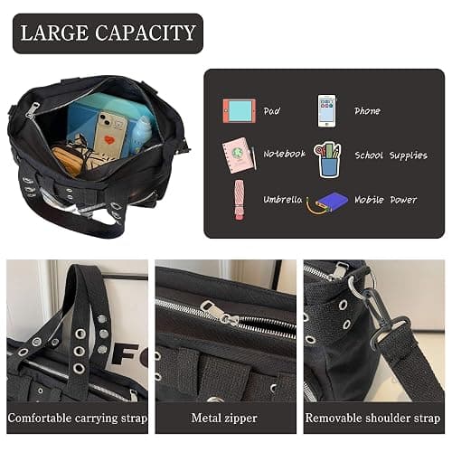 KANGDAWEI Steampunk Goth Messenger Bag, Fashion Punk Gothic Shoulder Bag thumbnail 4