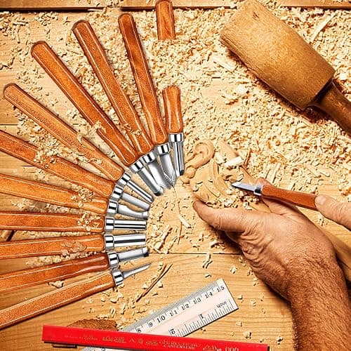 AUGSUN Wood Carving Knife Set - 20 PCS Hand Carving Tool Set for DIY Sculpture Carpenter Experts & Beginners thumbnail 2