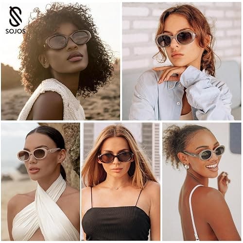 SOJOS Small Retro Oval Polarized Sunglasses for Women Men 90s Vintage UV400 Protection Tiny Sun Glasses SJ2286 thumbnail 2