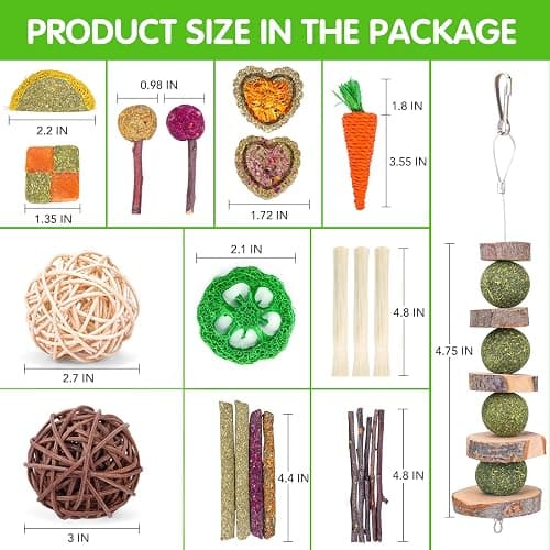 VESPRO Bunny Teys for Rabbits Hamster/Guinea Pig Toys Natural Timothy Hay Sticks chew Treats and Balls for Rabbit, Bunny, chinehila, Guirea Pig, Hamster, Rabbit Teeth Care thumbnail 5