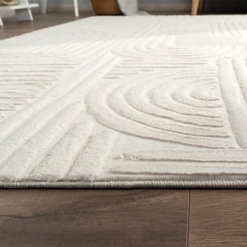 Paco Home Teppich Wohnzimmer Schlafzimmer Kurzflor Skandinavisches Boho Muster Geometrisch Rauten Motiv Einfarbig Weich Modern, Grösse:120x160 cm, Farbe:Creme 7 thumbnail 3