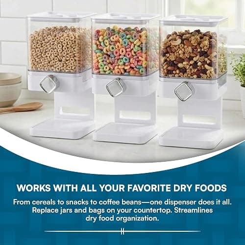 Zevro Compact Dry Food Dispenser, Single Control, White/Chrome thumbnail 7