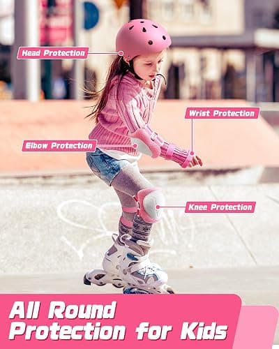 Kids Bike Helmet Set, Adjustable Helmet for Ages 2-3-5-8-14 Year Boys Girls, Toddler Pad Set with Knee and Elbow Pads for Bike, Roller, Skating, Scooter, Longboard and More Sports, 6 Color thumbnail 5