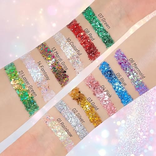 DAGEDA Blue Body Glitter Stick,Sparkly Hair Face Glitter Makeup for Women Rave Outfit Accessories,Holographic Mermaid Glitters Face Paint Stick for Women Halloween Makeup 1.12 oz thumbnail 4