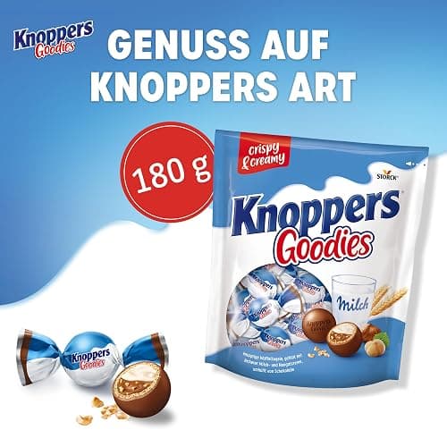 Knoppers Goodies Knusper Minis – 1 x 180g – knusprige Waffelkugeln gefüllt mit Haselnussstücken, Milch- und Nougatcreme, umhüllt von Schokolade thumbnail 2