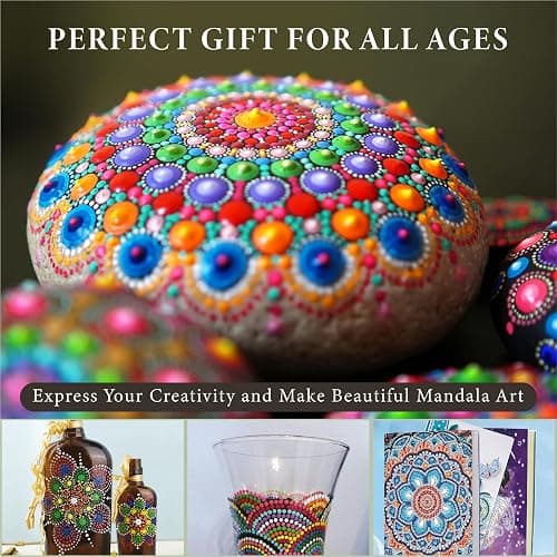 MoonGarden Mandala Rock Painting Kit - Mandala Dotting Tools Kit - Large Wooden Rocks for Painting, Stencils, Acrylic Paints, Dotting Tools for Rocks - Dot Art Kit for Adults & Kids thumbnail 5