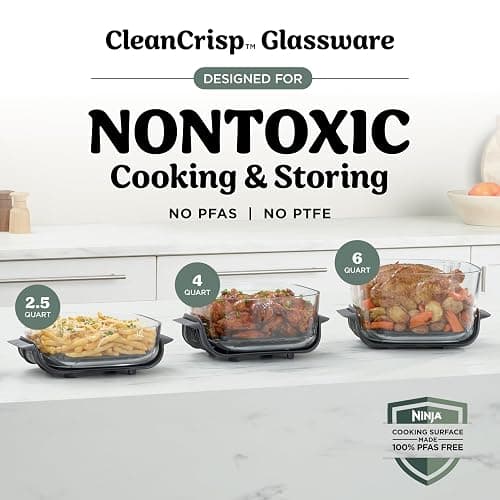 Ninja Crispi Pro 6-in-1 Glass Air Fryer | 450°F, Nontoxic, 6qt & 2.5qt Containers & Lids | Microwave, Freezer, Dishwasher Safe | Max Crisp, Air Fry, Bake, Roast, Recrisp, Dehydrate | Ash Grey, AS101DG thumbnail 10