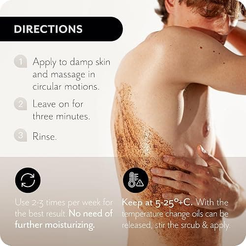 THE ACT Coffee Body Scrub with Salt & Cocoa – Exfoliating Scrub for Cellulite, Stretch Marks, Ingrown Hair – Organic Moisturizing Body Scrub with Vitamin E & Menthol – Gift for Women & Men, 10.58 Oz thumbnail 4