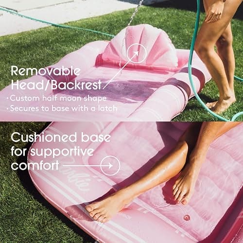 FUNBOY Tanning Pool Lounger Float, XL 72'' x 48'' Pool Float with Custom Pillow and Large Cup Holder, Perfect for Pool or Backyard. thumbnail 4