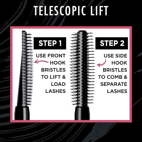 L'Oreal Paris Telescopic Lift Mascara, Lengthening and Volumizing Eye Makeup, Lash Lift with Up to 36HR Wear, Waterproof, Black, 0.33 Fl Oz thumbnail 6