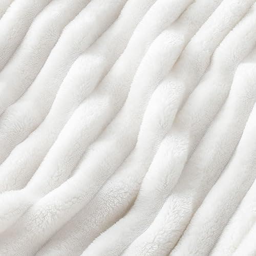 Bedsure GentleSoft Blankets Queen Size for Bed - Cozy Soft Sofa Couch Cover Blankets for Women, Cute Large Bedding Fleece Throws for Girls, Off White, 90x90 Inches thumbnail 9
