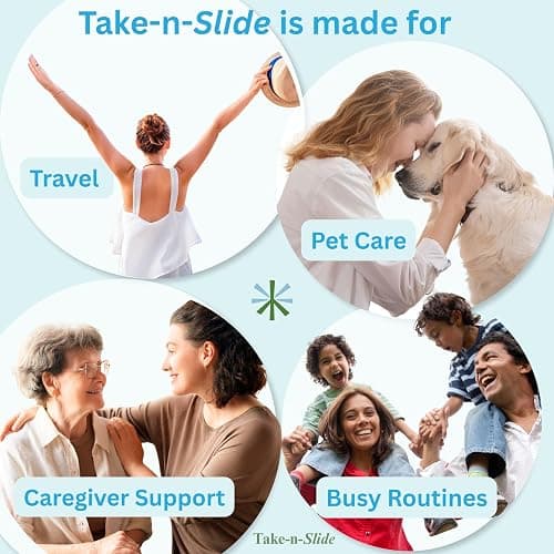TAKE-N-SLIDE Peel and Stick Reusable for 12 + Refills, Pill/Medication/Vitamin/Pet Med Tracker & Reminder, Attach to Your Bottle, Organizer-Free, Curved‑Back (White, 5-Pack) thumbnail 4
