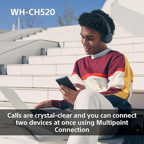 Sony WH-CH520 Wireless Bluetooth On-Ear Headphones, Sound, Lightweight Design, Up to 50hr Battery Life, Quick Charge, EQ, Clear Call Quality, iOS & Android - Pink thumbnail 6