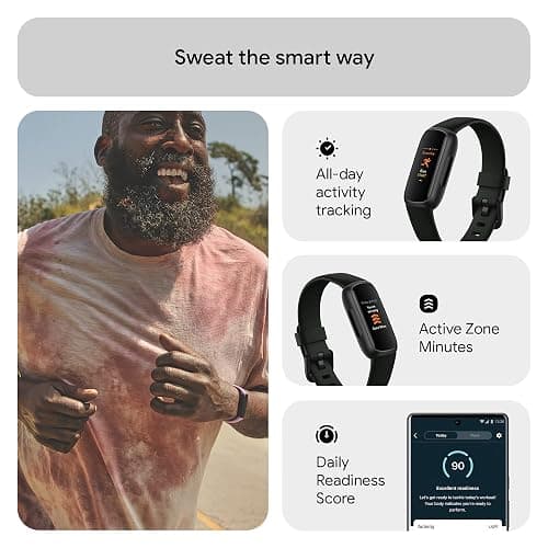 Google Fitbit Inspire 3 Health and Fitness Tracker with Stress Management, Workout Intensity, Sleep Tracking, 24/7 Heart Rate and More, Midnight Zen/black, One Size (S and L Bands Included) - Black/Midnight Zen thumbnail 3