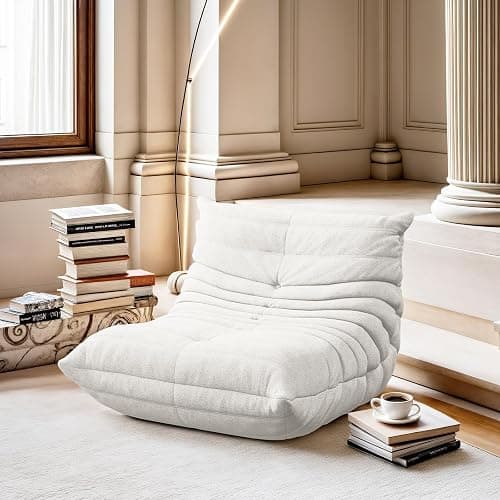 Bean Bag Chair for Adults, Fireside Togo Chair, BeanBag Chairs for Teens with High-Resilience Memory Foam, Non-Slip Base Compressed Floor Lounge Sofa for Living Room, Bedroom, White thumbnail 9