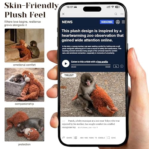YEAfEAti 26 Inch Punch Monkey Plush Monkey Stuffed Animal, Soft Orangutan Plush with Velcro Hands and Feet, Huggable Emotional Support Comfort Companion Plush Toy Gift for Kids Adults thumbnail 3