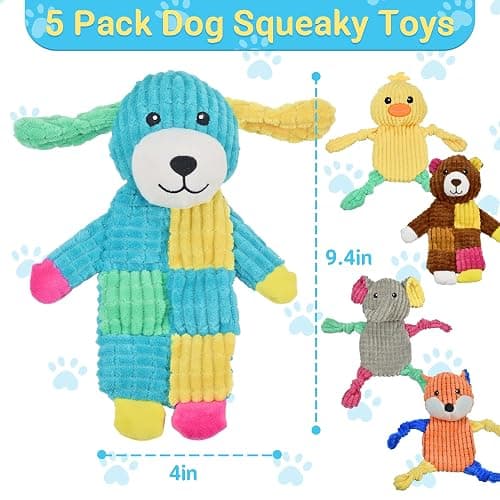 LECHONG 5Pcs Squeaky Dog Toys, Large Crinkle Dog Toys for Large Medium and Small Dogs, Puppy Toys to Keep Them Busy Great Value Dog Toy Bundle thumbnail 3