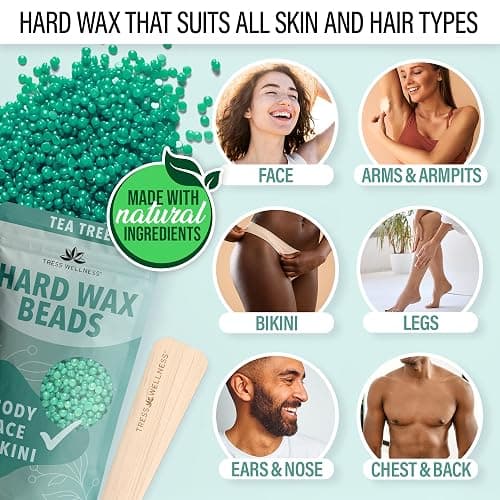 Tress Wellness Waxing Kit for Sensitive Skin – Safe for Face & Skin, Prep & Aftercare Wipes, Easy to Use – At-Home Kit for Face, Bikini, Brazilian & Full Body - Black, No Display thumbnail 3