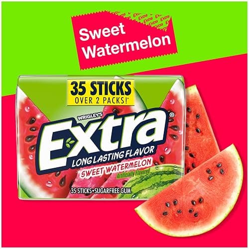 EXTRA Sweet Watermelon Sugar Free Chewing Gum Pack, 35 Sticks (Pack of 6), Mega Bulk Gum thumbnail 3