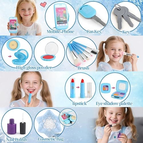Woumserta Pretend Makeup for Toddlers 3-5 4-6, Play Makeup for Kids 3-5, Fake Makeup Kit with Toddler Purse, Fake Make Up Set for Little Girls, Toddler Makeup Kit & Frozen Toys for Girls Age 3-4 3-5 thumbnail 3