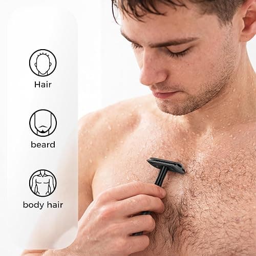 ZOMCHI Safety Razor for Men with 5 Double Edge Safety Razor Blades, One Blade Safety Razor, Metal Razor Zero Waste – Black thumbnail 7