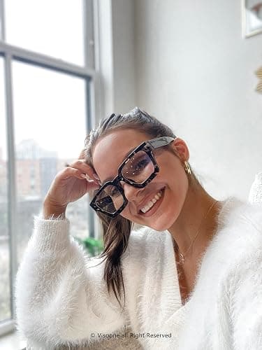VISOONE Blue Light Blocking Glasses with TR90 Rectangle Frame and Chic Preppy Look for Women Men RIVER thumbnail 7