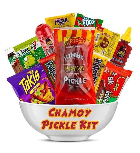 Ricos Original Jumbo Chamoy Pickle Kit, Mexican Candy Mix Ready to make the Famous TikTok Trend, Includes Original Jumbo Dill Pickle, Baby Lucas, Lucas Gusano, Skwinkles Salsaghetti & Pulparindo by LookOn - Image 1
