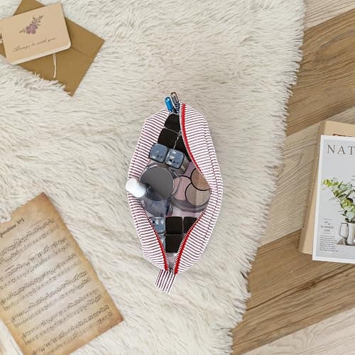 MT WORLD Personalized Makeup Bag Cute Cotton Cosmetic Bag for Women Seersucker Bridesmaid Travel Makeup Bag for Girls Aesthetic Toiletry Bag Organizer Storage Pouch (Red) thumbnail 6