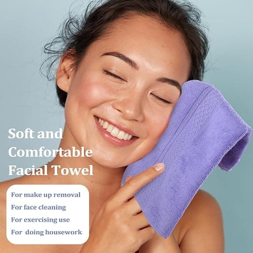 Tudomro 15 Pcs Washcloths Bulk 13 x 13 Inch 100% Cotton Wash Cloths Set Soft Absorbent Face Cloths Face Towels Quick Drying Hand Fingertip Towels for Hotel, Gym, Bathroom, Spa(Purple Series) thumbnail 6