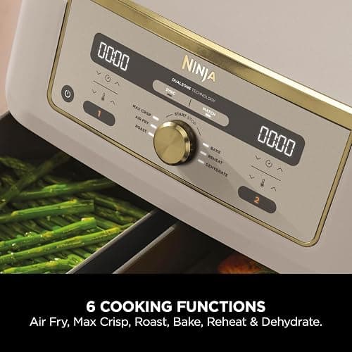 Ninja MAX Dual Zone Digital Air Fryer, 2 Drawers, 9.5L, 6-in-1, Uses No Oil, Air Fry, Max Crisp, Roast, Bake, Reheat, Dehydrate, Non-Stick, Dishwasher Safe Baskets, Stone Gold DZ400UKSTGD thumbnail 6