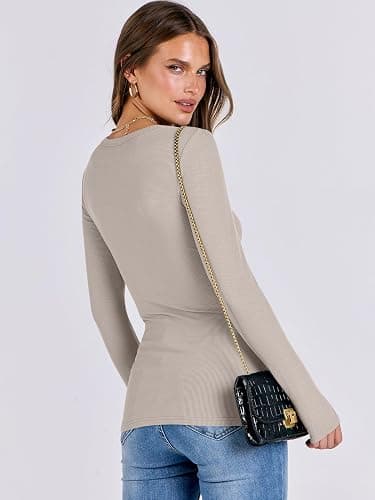 ANRABESS Women Long Sleeve Shirts Rib Knit Slim Fit Tops Basic Tee 2025 Fall Outfits Casual T-Shirt Underscrubs Layer Clothes thumbnail 5