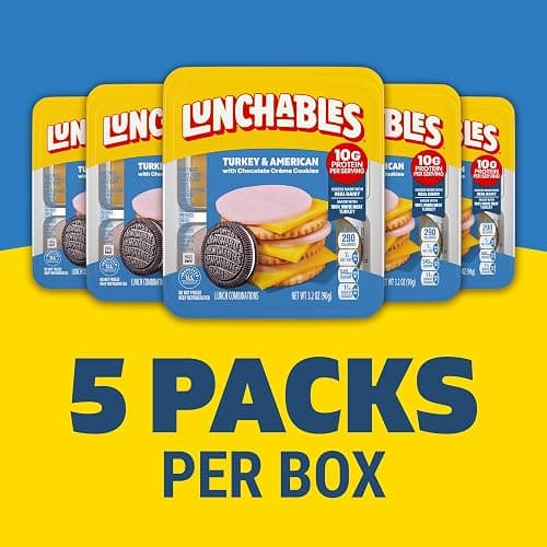 Lunchables, 5 ct, Turkey & American with Choc Creme Cookies, 3.2 oz Trays | 10g Protein per Serving, No Prep Needed, Convenient Grab-and-Go Lunch & Protein Snacks for Kids, One Serving Tray thumbnail 8