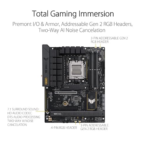 ASUS TUF GAMING B650-PLUS WIFI AMD Ryzen AM5 ATX motherboard, 14 power stages, PCIe 5.0 M.2 support, DDR5 memory, WiFi 6 and 2.5 Gb Ethernet, USB4 support and Aura Sync thumbnail 5