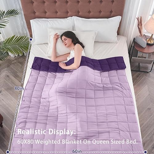yescool Weighted Blanket for Adults (20 Lbs, 60”X 80”, Purple) Heavy Thick Bed Blanket Queen/Full Size for Sleeping Perfect for 190-210 Lbs, Cozy Gifts for Women, Machine Washable thumbnail 2